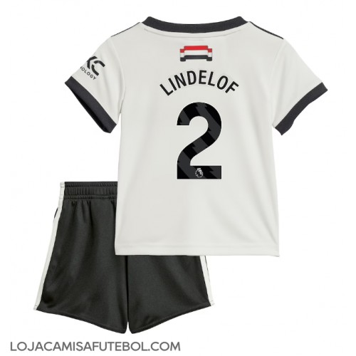 Camisa de Futebol Manchester United Victor Lindelof #2 Equipamento Alternativo Infantil 2024-25 Manga Curta (+ Calças curtas)